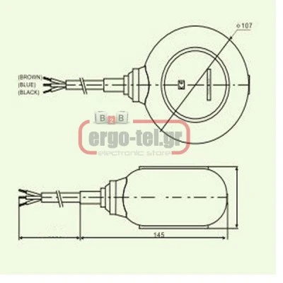 Φλοτέρ νερού πλακέ με καλώδιο PVC 10m IP68 HUTO HT-M15-10 10Α