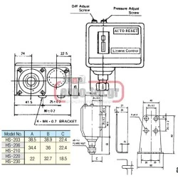Πιεσοστάτης οθόνης ρυθμιζόμενος 0 - 6bar για νερό, αέρα & ατμό χαμηλής πίεσης AKY106 RUTECH