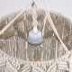 GloboStar® CONGO 36206 Boho Κρεμαστό Φωτιστικό Μακραμέ Μονόφωτο 1 x E27 IP20 Μπεζ Ύφασμα - Μ30 x Π30 x Υ50cm