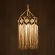 GloboStar® CONGO 36206 Boho Κρεμαστό Φωτιστικό Μακραμέ Μονόφωτο 1 x E27 IP20 Μπεζ Ύφασμα - Μ30 x Π30 x Υ50cm