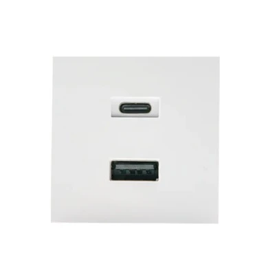 USB φορτιστής Shelly USB Charger Adapter (USB-C/USB-A) λευκός με 2 θύρες Type-A και Type-C για το Shelly Wall Display Stand