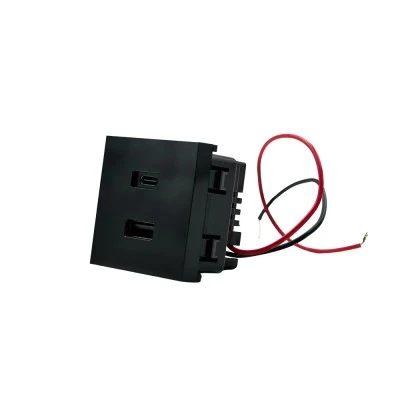 USB φορτιστής Shelly USB Charger Adapter (USB-C/USB-A) μαύρος με 2 θύρες Type-A και Type-C για το Shelly Wall Display Stand