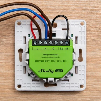 Ελεγκτής dimming Shelly Dimmer Gen3 WiFi για τηλεχειρισμό των φωτιστικών με Bluetooth & προστασία υπερφόρτωσης