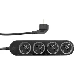 Πολύπριζο Shelly Power Strip 4 Gen4 μαύρο με 4 ελεγχόμενες πρίζες που διαθέτουν μετρητές ισχύος 43x237x56 mm