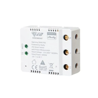 Έξυπνο ρελέ υψηλού φορτίου Ogemray Smart relay 25A με 1 έξοδο έως 25A  6000W & με μετρητή ενέργειας