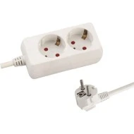 Πολύπριζο 2 θέσεων λευκό με καλώδιο 1.5m 3x1.5mm με παιδική προστασία