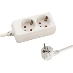Πολύπριζο 2 θέσεων λευκό με καλώδιο 1.5m 3x1.5mm με παιδική προστασία