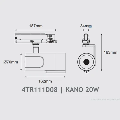 AI KANO track spot μαύρο αλουμινίου 20 W RGBW 220-240V 24° D70x162 mm με dual sensor και Bluetooth (4TR111D08) AI KANO track spot μαύρο αλουμινίου 20 W RGBW 220-240V 24° D70x162 mm με dual sensor και Bluetooth (4TR111D08)