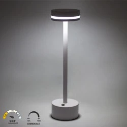 Πορτατίφ LED επαναφορτιζόμενο με USB-C 2W CCT dimmable με δυνατότητα ρύθμισης έντασης φωτός & θερμοκρασίας μεταλλικό λευκό