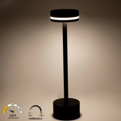 Πορτατίφ LED επαναφορτιζόμενο με USB-C 2W CCT dimmable με δυνατότητα ρύθμισης έντασης φωτός & θερμοκρασίας μεταλλικό μαύρο