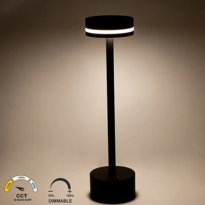Πορτατίφ LED επαναφορτιζόμενο με USB-C 2W CCT dimmable με δυνατότητα ρύθμισης έντασης φωτός & θερμοκρασίας μεταλλικό μαύρο