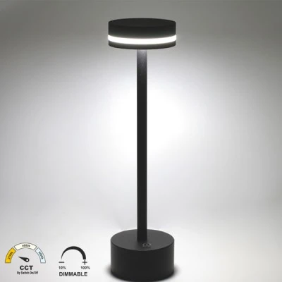 Πορτατίφ LED επαναφορτιζόμενο με USB-C 2W CCT dimmable με δυνατότητα ρύθμισης έντασης φωτός & θερμοκρασίας μεταλλικό μαύρο