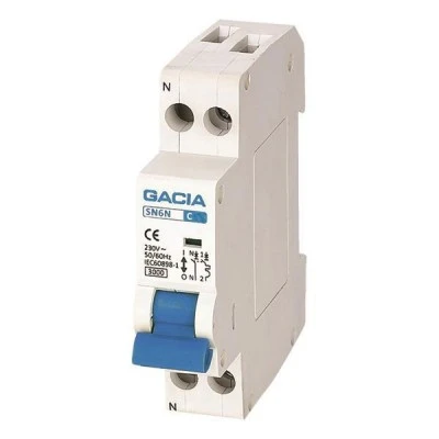 Ασφάλεια αυτόματη μονοπολική Gacia 2x10A 1P+V 3KA