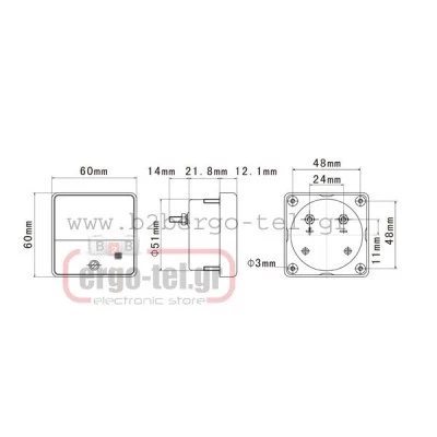 Αναλογικό βολτόμετρο TC6550 πόρτας-πινάκων DC από 0 έως 50VDC 60x60mm