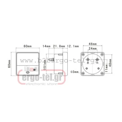 Αναλογικό αμπερόμετρο TS6520 πόρτας-πινάκων DC 20ADC 60x60mm