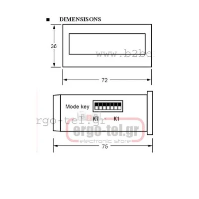 Αμπερόμετρο ψηφιακό DHCA/A 5-2000A μέσω Μ/Σ 100-240VAC/DC 72x36mm
