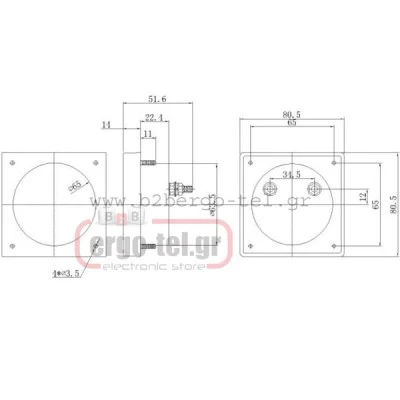 Αναλογικό βολτόμετρο TC8020 πόρτας-πινάκων DC από 0 έως 20VDC 80x80mm