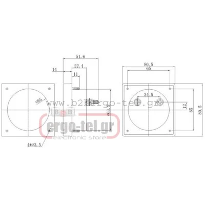 Αναλογικό αμπερόμετρο TS8200 πόρτας-πινάκων DC 200ADC 80x80mm