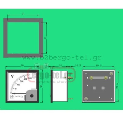 Αναλογικό αμπερόμετρο TS9610 πόρτας-πινάκων DC 100ADC 96x96mm