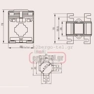 Μετασχηματιστής εντάσεως μπάρας Φ30 MBO62/30 DIXSEN 720V 250A/5A 2.5va(k.0,5) 5va(k.1) 79x60x35