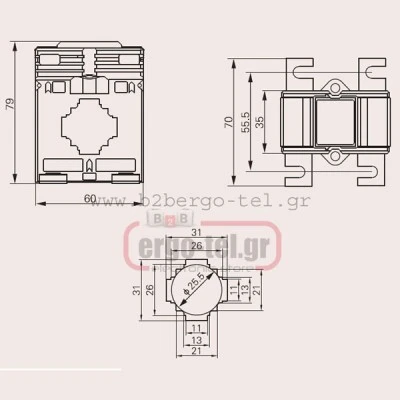Μετασχηματιστής εντάσεως μπάρας Φ30 720V 60A/5A 2.5VA 79x60x35 MBO62/30 DIXSEN Μετασχηματιστής εντάσεως μπάρας Φ30 720V 60A/5A 2.5VA 79x60x35 MBO62/30 DIXSEN