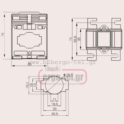 Μετασχηματιστής εντάσεως μπάρας Φ40 MBO62/40 DIXSEN 720V 400A/5A 5va(k.0,5) 5va(k.1) 79x60x35 Μετασχηματιστής εντάσεως μπάρας Φ40 MBO62/40 DIXSEN 720V 400A/5A 5va(k.0,5) 5va(k.1) 79x60x35