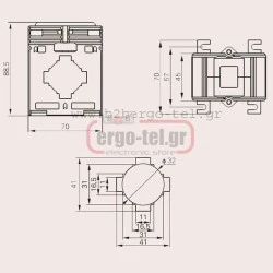 Μετασχηματιστής εντάσεως μπάρας Φ40 MBO-40 DIXSEN 720V 600Α/5Α 5VA(K.0,5) 7.5VA(K.1) 88.5X70X45