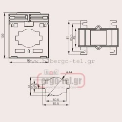 Μετασχηματιστής εντάσεως μπάρας Φ60 MBO-70 DIXSEN 720V 1600Α/5Α 15VA 109X95X45