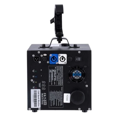 GloboStar® 51131 SIRENS Επαγγελματική Κρεμαστή Μηχανή Cold Sparkle Machine - Fountain Εφέ με Άκαυστες Σπίθες 600W AC 220V-240V DMX512 Display on Body & Ασύρματο Χειριστήριο - Μαύρο - L20 x W18 x H34cm