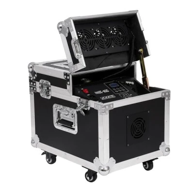 GloboStar® 51170 MERMAID Επαγγελματική Επιδαπέδια Μηχανή Double Haze Machine - Διπλού Εφέ Ομίχλης-Νέφωσης 600W AC 220V-240V DMX512 Display on Body & Ασύρματο Χειριστήριο σε Flight Case - Μαύρο - L49.5 x W38 x H45cm