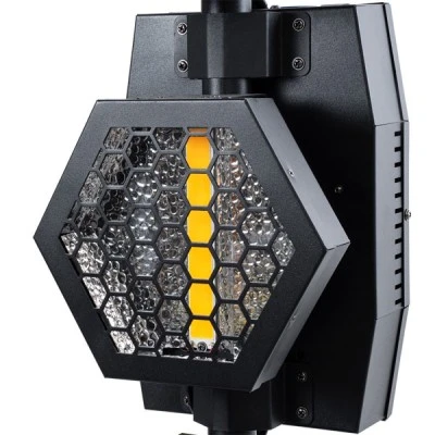 GloboStar® 51194 LINE COLUMN HEXA Επαγγελματικό Φωτιστικό Ειδικών Εφέ DIGITAL MATRIX PIXEL & Blinder - 6 x 100W LED COB Chips Ultra Gold Warm White 2200K & 144 x 0.5W LED SMD5050 Chips RGB - AC 220V-240V DMX512 Display on Body - Μαύρο - Μ40 x Π32 