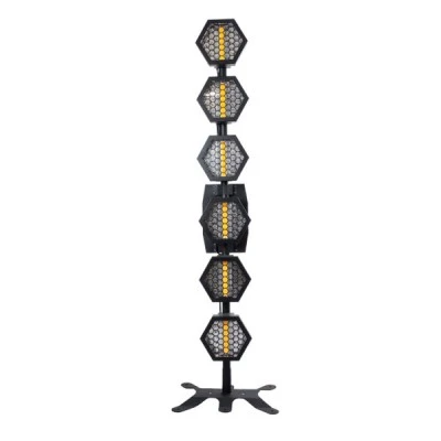 GloboStar® 51194 LINE COLUMN HEXA Επαγγελματικό Φωτιστικό Ειδικών Εφέ DIGITAL MATRIX PIXEL & Blinder - 6 x 100W LED COB Chips Ultra Gold Warm White 2200K & 144 x 0.5W LED SMD5050 Chips RGB - AC 220V-240V DMX512 Display on Body - Μαύρο - Μ40 x Π32 