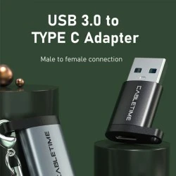 Αντάπτορας CABLETIME USB 3.0 σε USB Type-C AMCF 2.1A μαύρο 0.1m