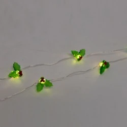 20 led σε σειρά με διακοσμητικά ακρυλικά γκι μπαταρίας & χρονοδιακόπτη  timer θερμό λευκό χρώμα φωτός προέκταση παροχής 30cm IP20