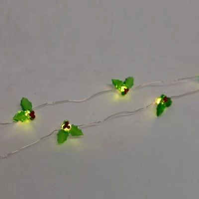 20 led σε σειρά με διακοσμητικά ακρυλικά γκι μπαταρίας & χρονοδιακόπτη  timer θερμό λευκό χρώμα φωτός προέκταση παροχής 30cm IP20