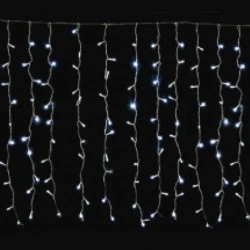 200 Χριστουγεννιάτικα led λαμπάκια κουρτίνα 200cm x 100cm λευκά επεκτεινόμενα με IP44
