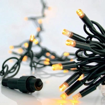 100 Flash led χριστουγεννιάτικα λαμπάκια σειράς θερμό φως με πράσινο καλώδιο IP65 επεκτεινόμενα