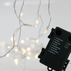 20 χριστουγεννιάτικα led λαμπάκια μπαταρίας 240cm θερμό φως με 8 προγράμματα και διάφανο καλώδιο