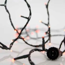 100 κόκκινα χριστουγεννιάτικα led λαμπάκια με πράσινο καλώδιο 815cm IP44 και δυνατότητα επέκτασης