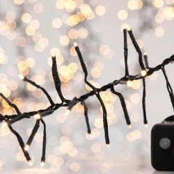 768 χριστουγεννιάτικα led λαμπάκια cluster με πρόγραμμα θερμό φως 900cm IP44 με πράσινο καλώδιο
