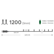 1200 Χριστουγεννιάτικα led λαμπάκια σταθερά ψυχρό φως 6295cm IP44 με πράσινο καλώδιο