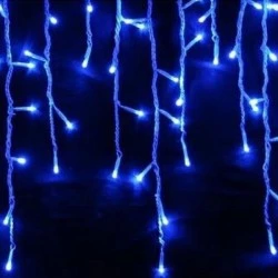 100 μπλε χριστουγεννιάτικα led λαμπάκια βροχή με διάφανο καλώδιο 180cmx60cm IP44 με επέκταση