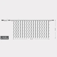 240 χριστουγεννιάτικα led λαμπάκια κουρτίνα ψυχρό φως 200cm x 100cm IP44 διάφανο καλώδιο