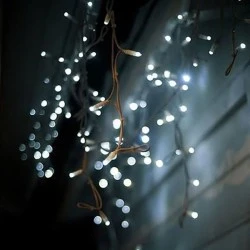 480 Χριστουγεννιάτικα led λευκά λαμπάκια κουρτίνα 300x300cm με επέκταση έως 3 & διάφανο καλώδιο