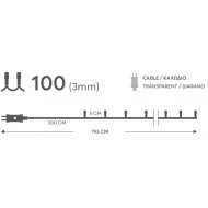100 led λαμπάκια  θερμού φωτός σε σειρά με διάφανο καλώδιο 8 προγράμματα και μνήμη 795cm