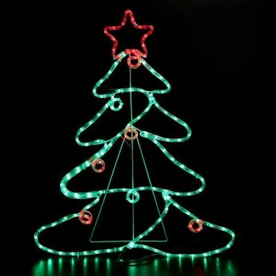 Δέντρο με μπάλες και αστέρι LED 88x68cm κόκκινο-πράσινο φως 8W εξωτερικής τοποθέτησης στεγανό IP44