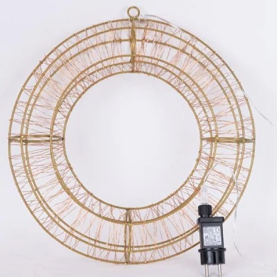 Στεφάνι διακοσμητικό με διάμετρο 38cm 720 led με θερμό χρώμα φωτός με μπρονζέ μεταλλικό σκελετό & μπρονζέ χάλκινο καλώδιο IP44