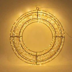 Στεφάνι διακοσμητικό με διάμετρο 38cm 720 led με θερμό χρώμα φωτός με μπρονζέ μεταλλικό σκελετό & μπρονζέ χάλκινο καλώδιο IP44