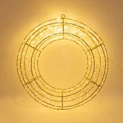 Στεφάνι με διάμετρο 58cm 1200 led & χρονοδιακόπτη λειτουργίας μπρονζέ μεταλλικό σκελετό - χάλκινο καλώδιο με θερμό λευκό χρώμα φωτός IP44