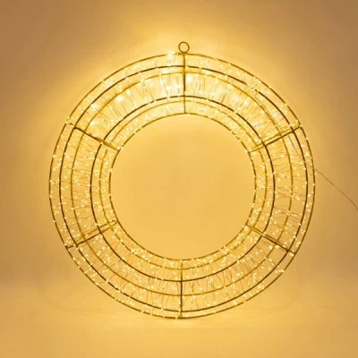 Στεφάνι με διάμετρο 58cm 1200 led & χρονοδιακόπτη λειτουργίας μπρονζέ μεταλλικό σκελετό - χάλκινο καλώδιο με θερμό λευκό χρώμα φωτός IP44